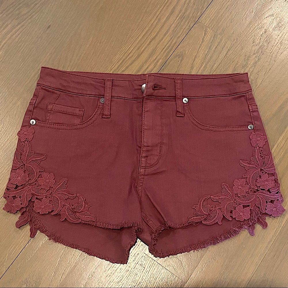 Mossimo denim high-rise maroon shorts, size 4 / 27
